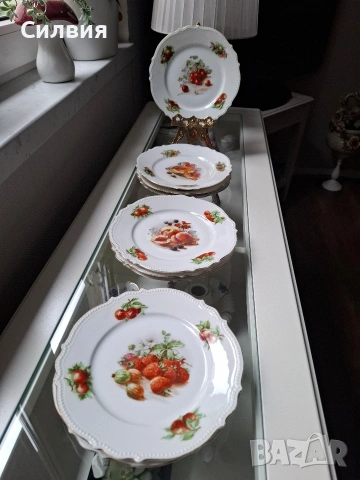 Антикварен Комплект Десертни Чинии „P.K. Silesia“ – Късче История от Силезия, снимка 7 - Сервизи - 53913619