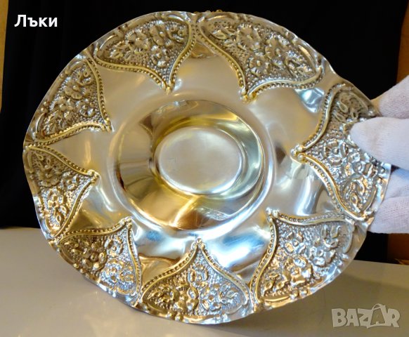 Посребрена бронзова фруктиера,Gold 24k Deloux. , снимка 8 - Антикварни и старинни предмети - 35649310