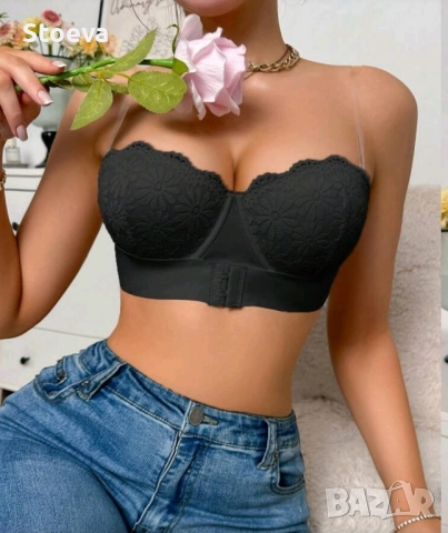 Черен сутиен без презрамки 90В, снимка 4 - Бельо - 52178094