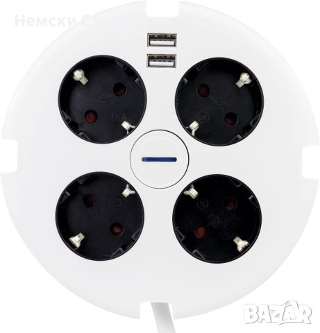 Разклонител REV с USB, зарядно,с превключвател,множество контакти 4-пътен, 2x USB, 140см, снимка 3 - Други - 42597494