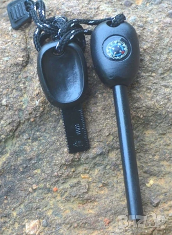 3-в-1 Комбо за оцеляване: магнезиева запалка, компас и свирка, снимка 2 - Екипировка - 51375504