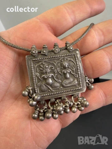 Сребърен индийски амулет / муска / мощохранилница. №8105, снимка 10 - Антикварни и старинни предмети - 54200023