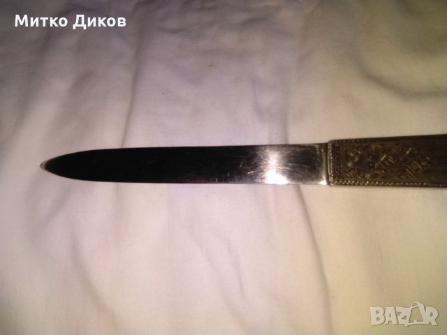 Ножче за писмо с инскрустации винтидж 240мм рядко, снимка 2 - Колекции - 30736861