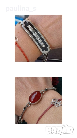 Два различни броя / Масивна сребърна гривна с циркони и Карнеол / проба 925 / 