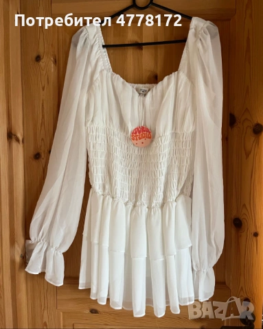 Кокетна бяла рокля, снимка 2 - Рокли - 53984739