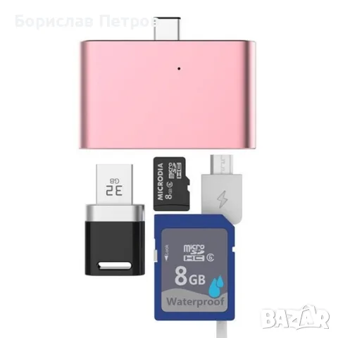 Мултифункционален адаптер и кардрийдър с фукнция за зареждане на телефони CA94, снимка 6 - Оригинални зарядни - 55779361