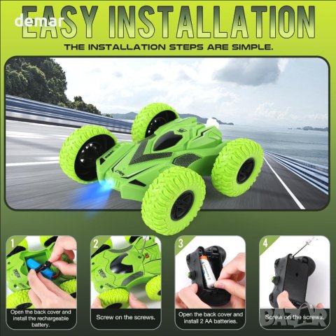 Кола с дистанционно управление 2,4 Ghz, 360° двустранна каскадьорска Rc кола за 3-8 години, снимка 5 - Електрически играчки - 42878787