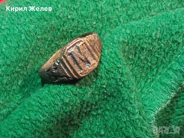 Старинен пръстен над стогодишен сачан орнаментиран с БУКВА М - 66981, снимка 2 - Антикварни и старинни предмети - 28988817
