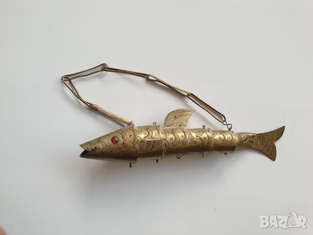 Винтидж шарнирна месингова риба -16 см, снимка 6 - Антикварни и старинни предмети - 40228388