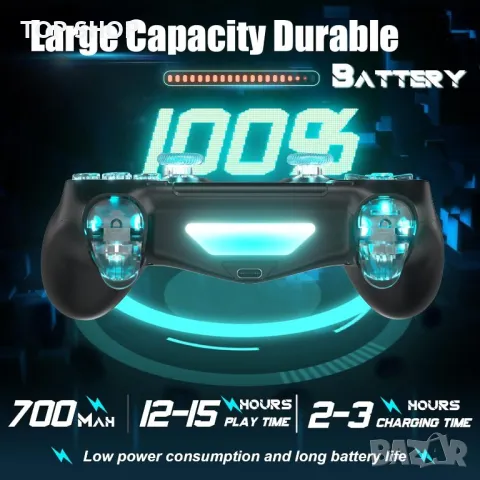 Безжичен контролер Bonacell за геймпад за Ps4 с 6-осен сензор за движение Turbo Touch Pad, снимка 5 - Аксесоари - 49938051