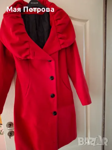 Зимно червено палто , снимка 2 - Палта, манта - 48233875