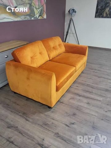 Оранжев диван от плат двойка с функция сън, снимка 6 - Дивани и мека мебел - 42541007