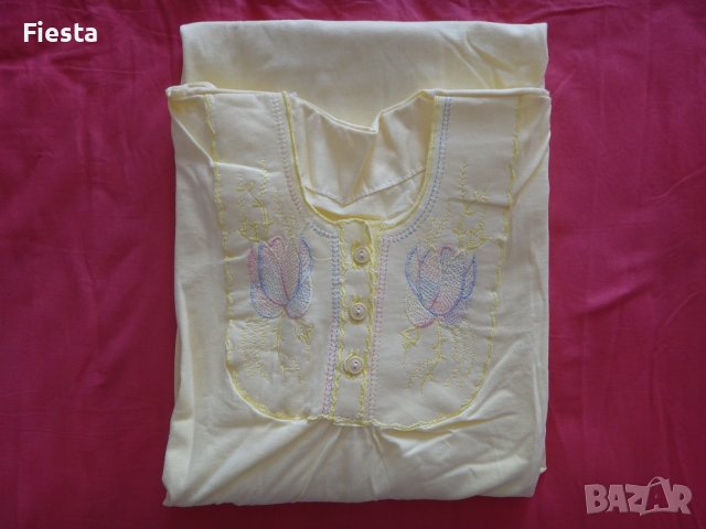 Нова дълга нощница 100% памук в жълто с дълъг ръкав, снимка 8 - Нощници - 39038193