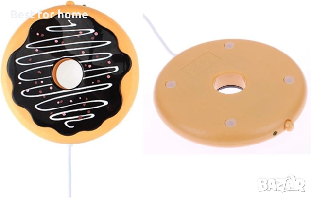 USB Нагревател за чаши „Поничка“ – Подложка за топло кафе и чай на бюрото, снимка 2 - Други - 53061812