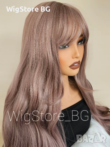 Сиво-лилава къдрава перука с бретон , снимка 2 - Аксесоари за коса - 52509169