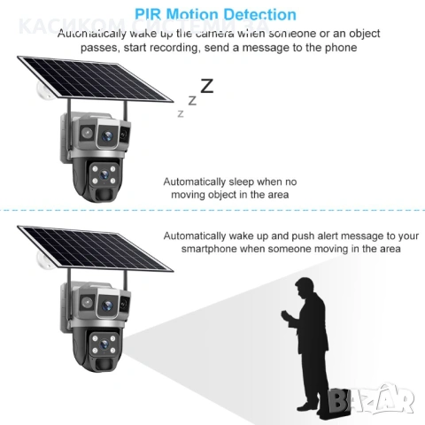 IP Камера външна, Solar, PTZ, WiFi, 4MP, V380 Pro, снимка 5 - IP камери - 53105216