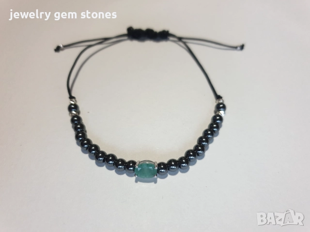 Дамска гривна с естествен Изумруд 0.45 ct, снимка 2 - Гривни - 52569606