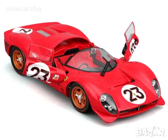 Метални колички: Ferrari 330 P4 №23 – победител в Daytona 1967, метален модел 1:24, снимка 2 - Колекции - 55945609