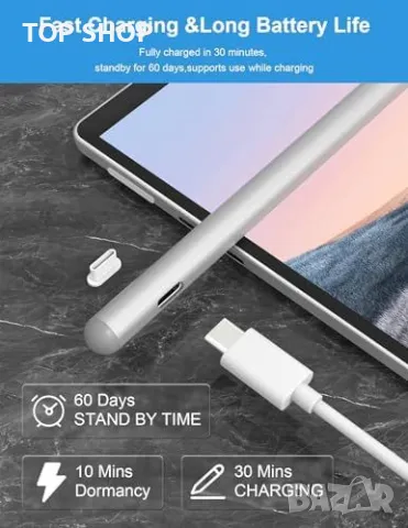 Нов Стилус Surface Pro с USB-C Бързо Зареждане и LED Индикатор Писалка таблет, снимка 2 - Друга електроника - 49321279