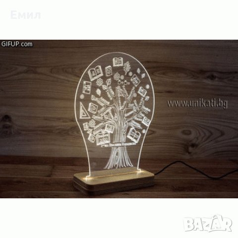 Нощна лампа Дървото на познанието Подарък за учител, снимка 4 - Настолни лампи - 33729489
