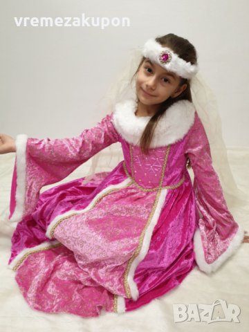 Много луксозна плюшена рокля на принцеса Аврора с обръчи и аксесоар за главата, снимка 4 - Детски рокли и поли - 35499677