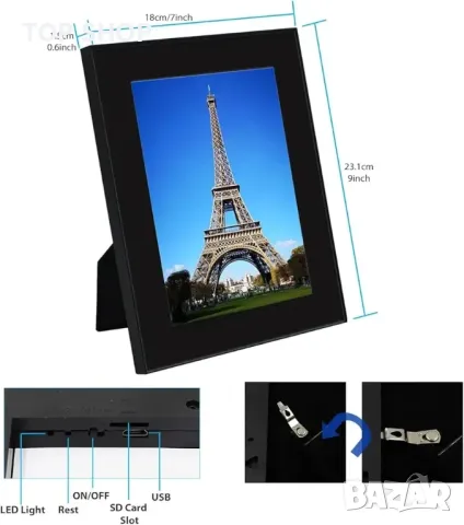 Скрита камера Wifi фоторамка 1080P HD шпионски камери за домашна сигурност, снимка 5 - IP камери - 48723992