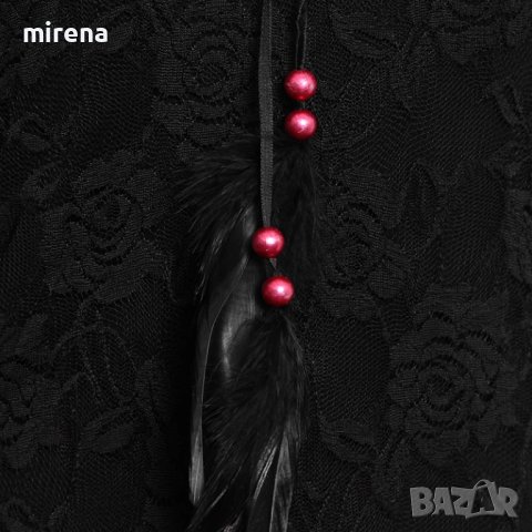 Пънк рейв готик дантела и плетиво Дълга рокля с контрастни цветове, снимка 11 - Рокли - 42852684