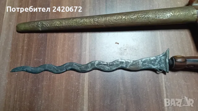 кама  Крис дамаска стомана, снимка 5 - Антикварни и старинни предмети - 49257088