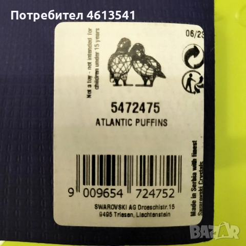 птичета сваровски атлантически пафини., снимка 10 - Бижутерийни комплекти - 52564846
