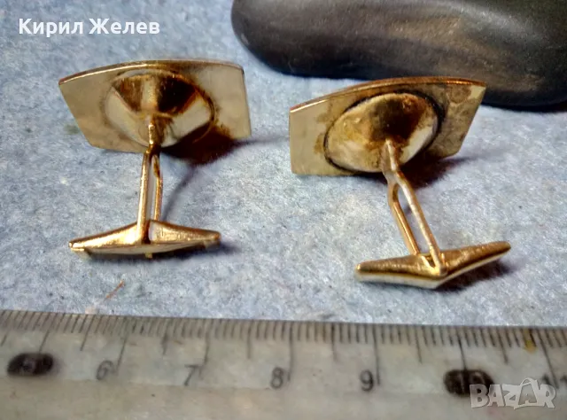 Стари СКЪПОЦЕННИ ПОЗЛАТЕНИ БУТОНЕЛИ РЕТРО КОПЧЕТА За РЪКАВЕЛИ с ФАСЕТИРАН ЦИТРИН 48881, снимка 5 - Антикварни и старинни предмети - 48290395