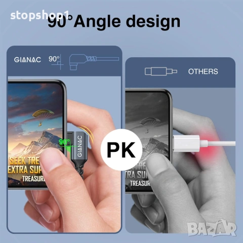 USB C Cable 3M Fast Charge 90° PD 5A/20V E-Mark for Macbook Pro/MacBook Air/iPad Pro/Samsung Galaxy/, снимка 6 - USB кабели - 53875719