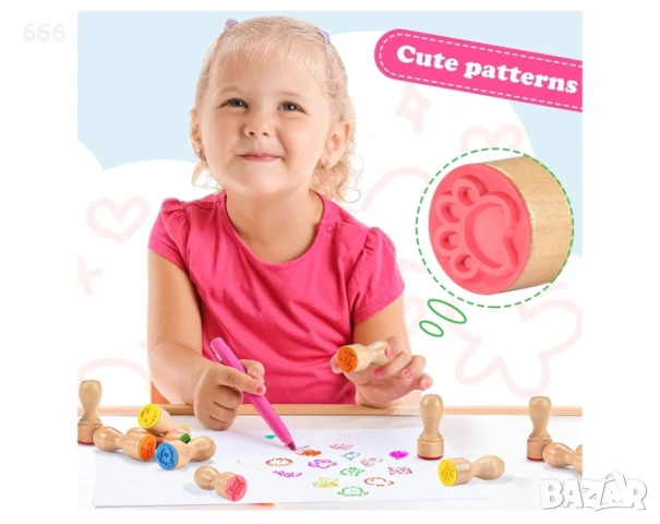 Комплект дървени печати от 21 броя, снимка 3 - Други - 53332766