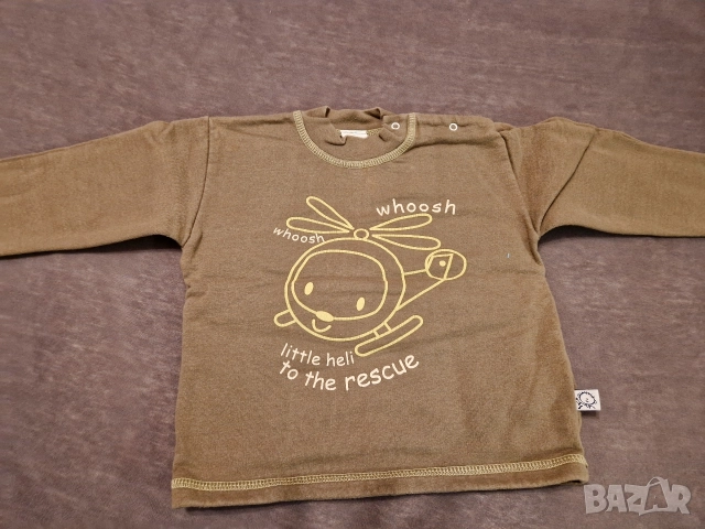 9-12м 80см Блуза, памук, зелена, без следи от употреба 