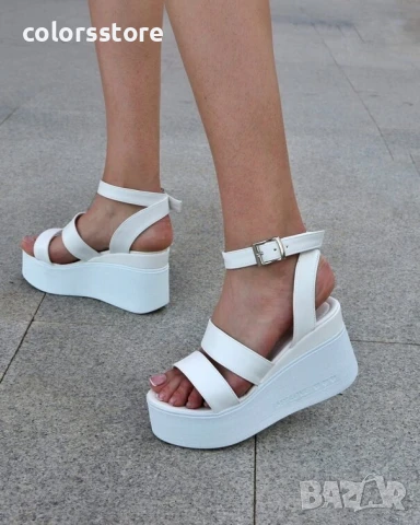 Сандали на платформа - бяла кожа - GDL90 , снимка 2 - Сандали - 51071581