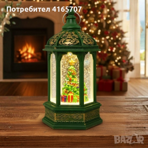 Коледен светещ фенер с въртящ се снежен ефект – уют и коледна магия, снимка 2 - Други - 52815563