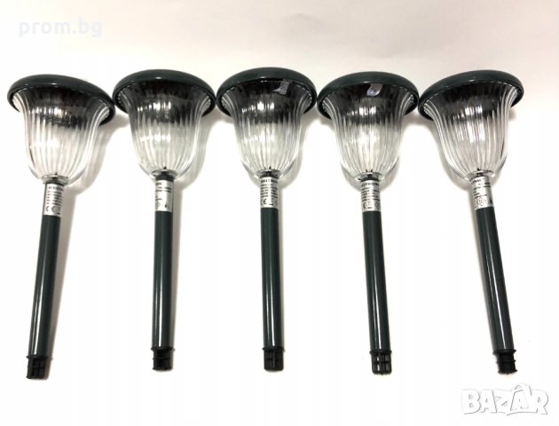 соларни градински лампи, комплект от 5 бр., с приставка-колче за фиксиране в земята, нови, Германия, снимка 10 - Соларни лампи - 31445144