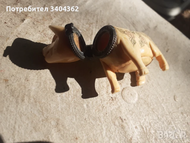 Стара кутийка за енфие прасенце слонова кост, снимка 3 - Антикварни и старинни предмети - 51132286