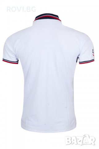 Мъжка тениска с яка 2101 бял, син и червен, снимка 7 - Тениски - 36959978
