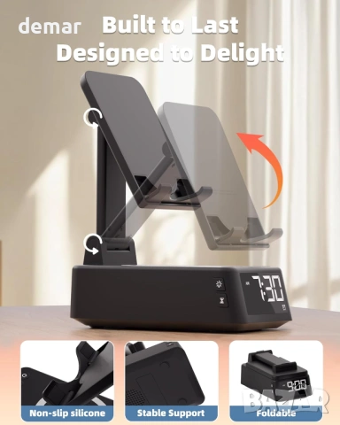 Будилник, поставка за мобилен телефон с Bluetooth високоговорител, 20 успокояващи звука, снимка 9 - Друга електроника - 54118144