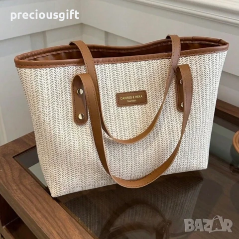 Дамска голяма чанта, налична в бяло, черно и кафяво, снимка 8 - Чанти - 51368035