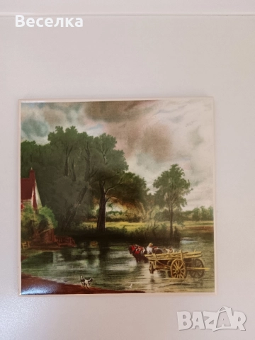 2 броя плочки със селски пейзаж, снимка 3 - Антикварни и старинни предмети - 52424998
