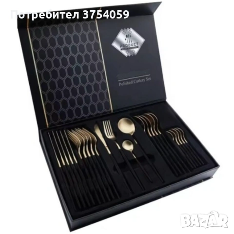 Комплект прибори за хранене от 24 части с луксозен дизайн и магнитна кутия, снимка 5 - Сервизи - 53124441