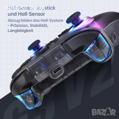 Machenike G3V2 Bluetooth контролер за PC/Switch/Ios/Android, джойстици с ефект на Хол, бял, снимка 5 - Аксесоари - 54160344