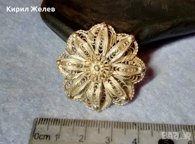 ПРЕКРАСНА СТАРА ФИЛИГРАННА СРЕБЪРНА БРОШКА ЦВЕТЕ СРЕБРО 900 НЕЖНА РЪЧНА МАЙСТОРСКА ИЗРАБОТКА 47964, снимка 14 - Антикварни и старинни предмети - 48476769
