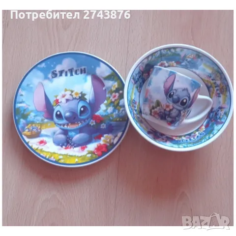 Детски порцеланов комплет за хранене от три части Stitch , снимка 2 - Сервизи - 47883482
