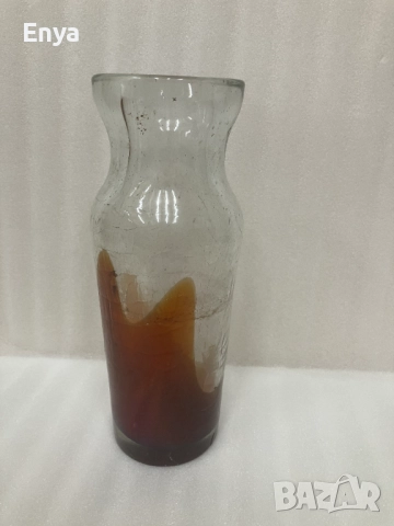Стъклена ваза с кракле-ефект в основата, снимка 2 - Вази - 52563397