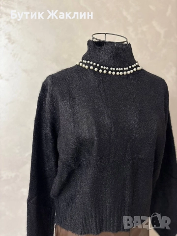 Дамски пуловер с перли , снимка 2 - Блузи с дълъг ръкав и пуловери - 52746020