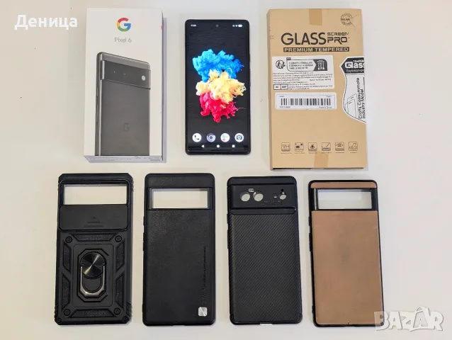 Google Pixel 6 128GB (Stormy Black) – пълен комплект с кутия + аксесоари в ТОП състояние