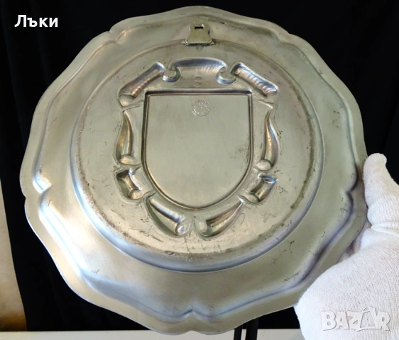 Калаена чиния за стена,пано с рамка,гравиране,снимка,640 гр. , снимка 3 - Антикварни и старинни предмети - 54167569