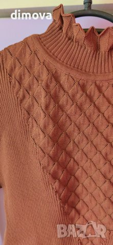 Кафява рипсена блузка С , снимка 2 - Блузи с дълъг ръкав и пуловери - 39517692